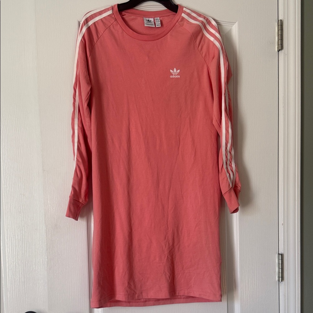 adidas Pink Coral Midi Dress with Three Stripes youth large 13/14